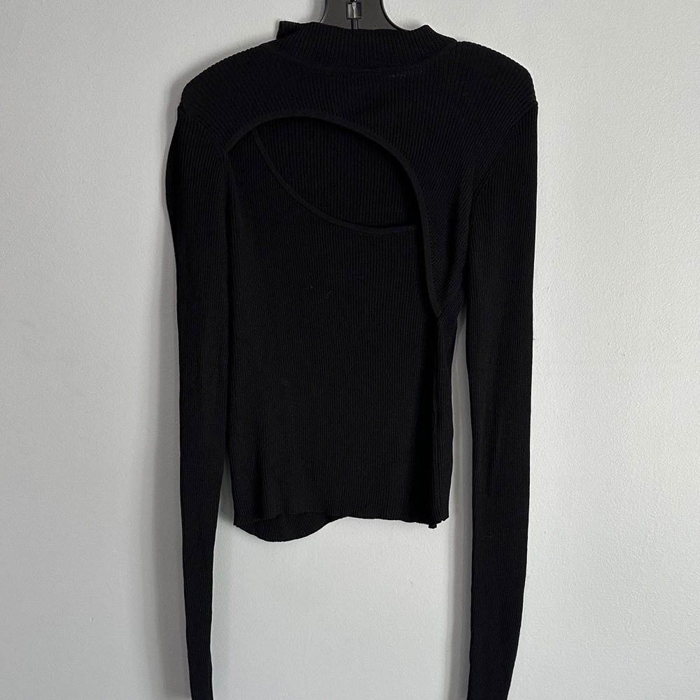 Zara Black Cut-Out Long Sleeve Top